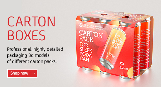 Carton boxes and cardboard packs packaging 3d models for Download