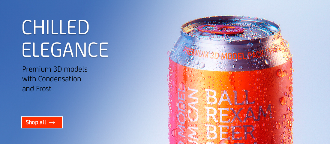 Premium packaging 3d models with water Condensation and frost for Download