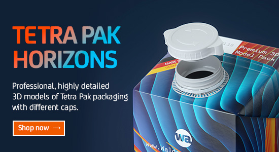 Professional, highly detailed 3D models of ELTetra Pak packaging  with different caps.