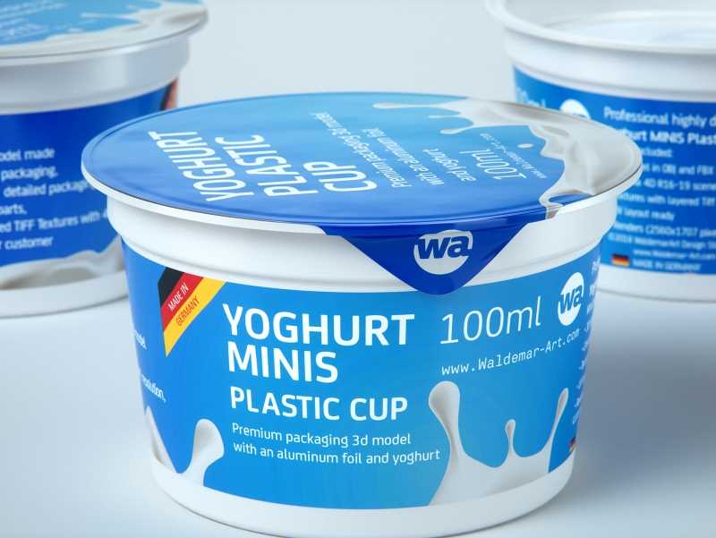 premium 3D model of Yoghurt MINIS 100ml Plastic cup