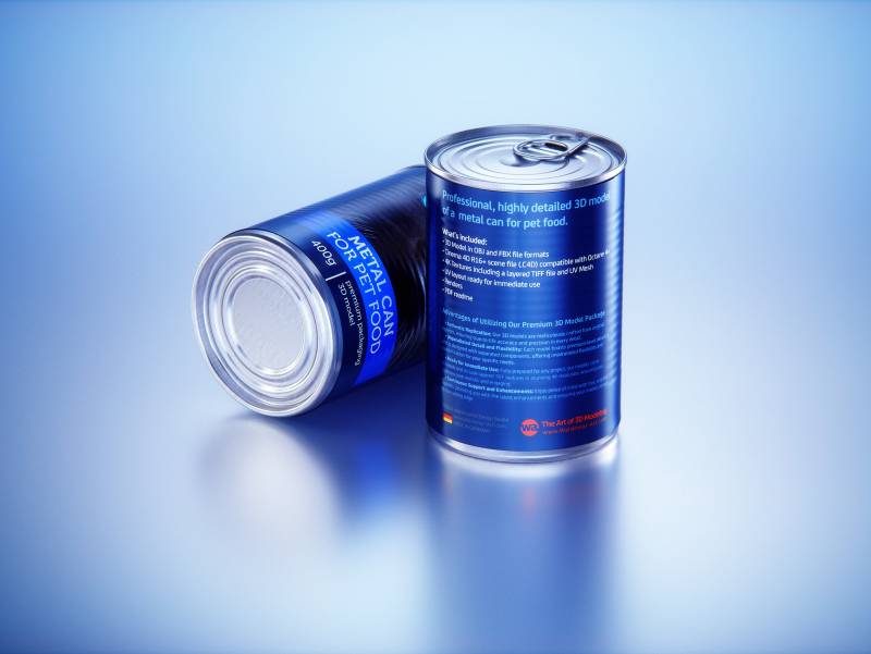 Premium 3D model of cardboard multi-pack packaging for 12x400g metal cans of pet food  