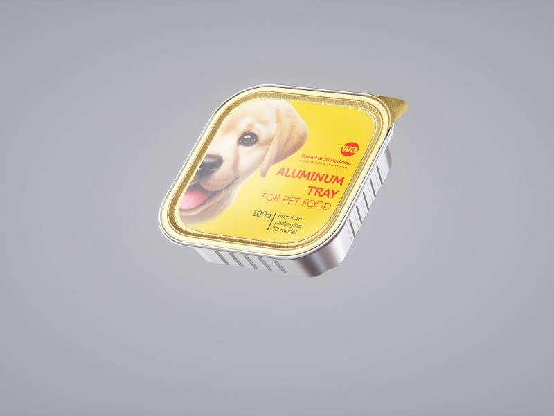 Cardboard multi-pack packaging for 16x100g aluminum trays of pet food premium 3d model