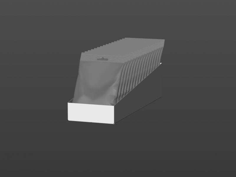 Carton multi-pack tray for 16x60g plastic pouches of pet food premium 3d model