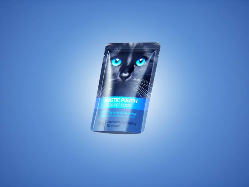 Premium 3D model of carton multi-pack packaging for 16x75g plastic pouches of pet food