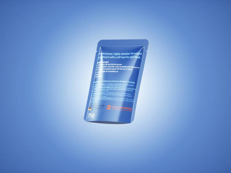 Premium 3D model of carton multi-pack packaging for 16x75g plastic pouches of pet food