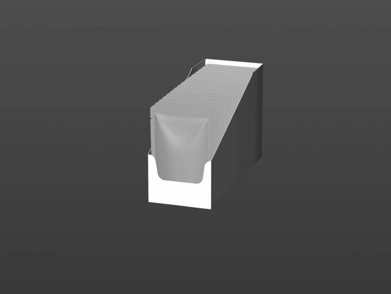 Premium 3D model of carton multi-pack packaging for 16x85g plastic pouches of pet food