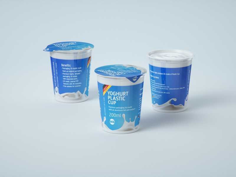 Premium Packaging 3D model of Yoghurt Plastic Cup 200ml