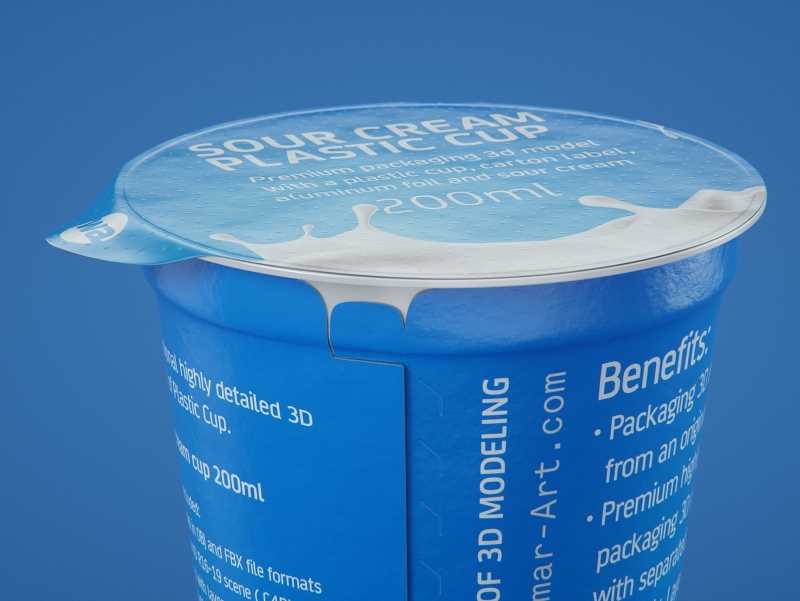 Sour cream premium packaging 3D model 200ml