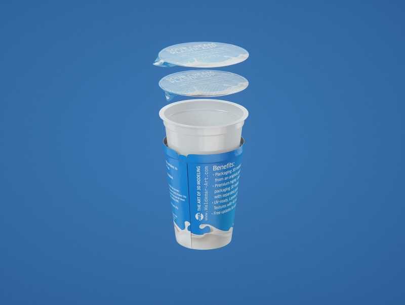 Sour cream premium packaging 3D model 200ml