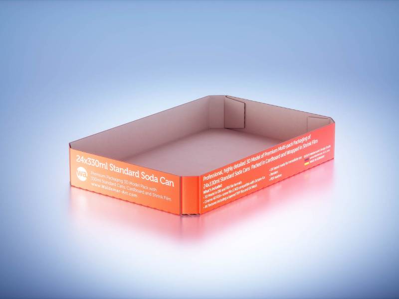 Multi-pack of 24x330ml Standard Beer/Soda Cans packed in cardboard and wrapped in shrink film premium packaging 3d model