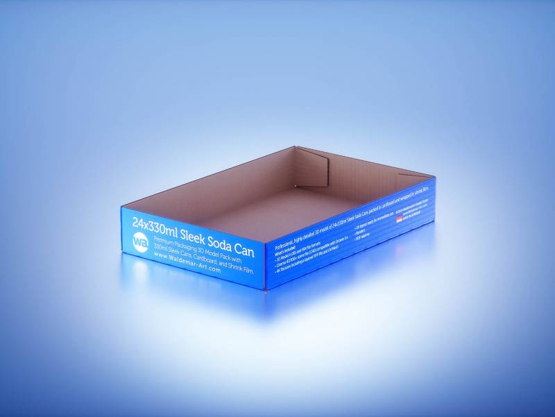 Multipack of 24x330ml Sleek Soda Cans packed in cardboard and wrapped in shrink film premium 3d model