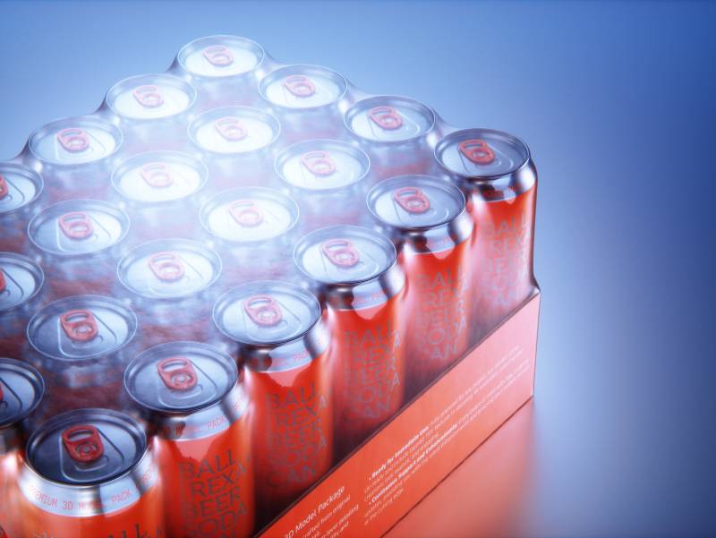 Multi-pack of 24x500ml Standard Beer/Soda Cans packed in cardboard and wrapped in shrink film premium packaging 3d model