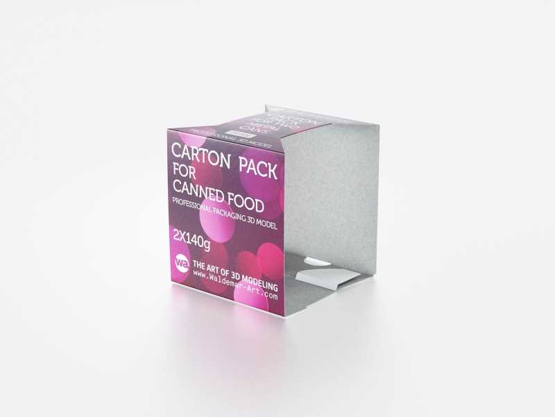 2x140g Metal Can for Canned Food Carton Pack 3D model