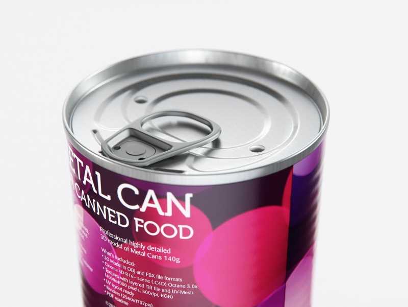 2x140g Metal Can for Canned Food Carton Pack 3D model