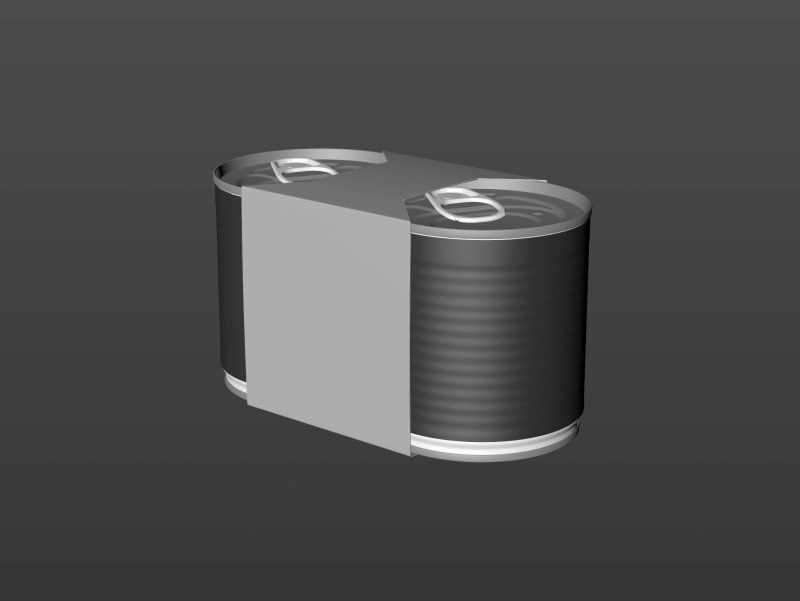 2x140g Metal Can for Canned Food Carton Pack 3D model