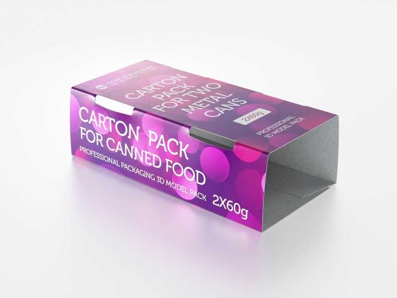 2x60g Metal Can for Canned Food Carton Pack 3D model