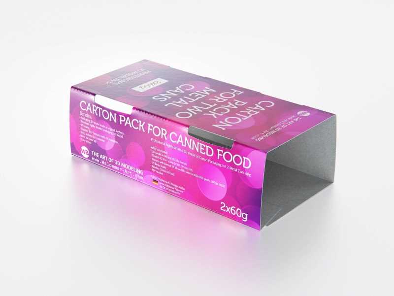 2x60g Metal Can for Canned Food Carton Pack 3D model
