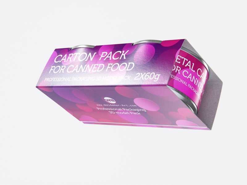 2x60g Metal Can for Canned Food Carton Pack 3D model