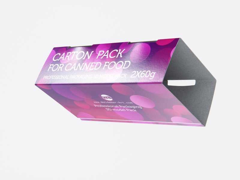 2x60g Metal Can for Canned Food Carton Pack 3D model