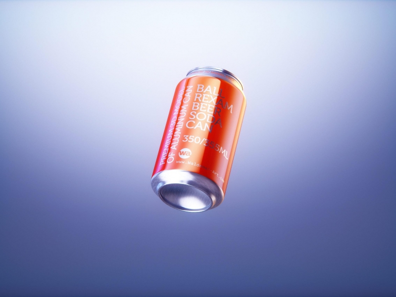 BALL (REXAM) Metal Standard Aluminum Beer/Soda Can 350/355ml packaging 3D model with water condensation and frost