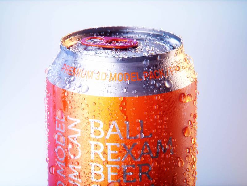 BALL (REXAM) Metal Standard Aluminum Beer/Soda Can 350/355ml packaging 3D model with water condensation and frost