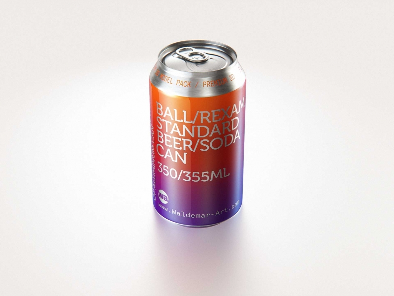 BALL (REXAM) Metal Standard Beer/Soda Can 350/355ml packaging 3D model