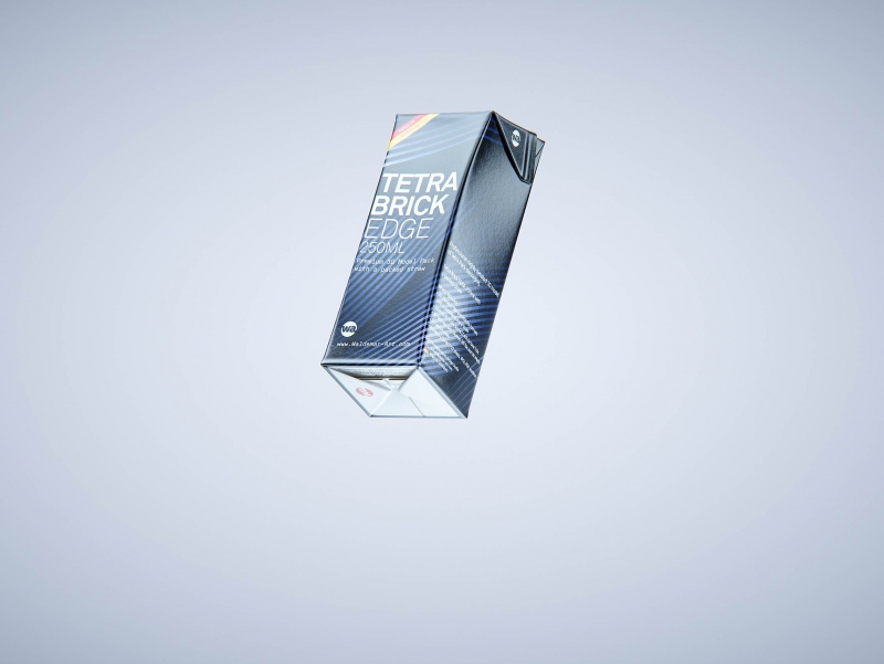 Premium 3D Model of 3x250ml Tetra Brik Edge Cartons in Shrink Film Wrap