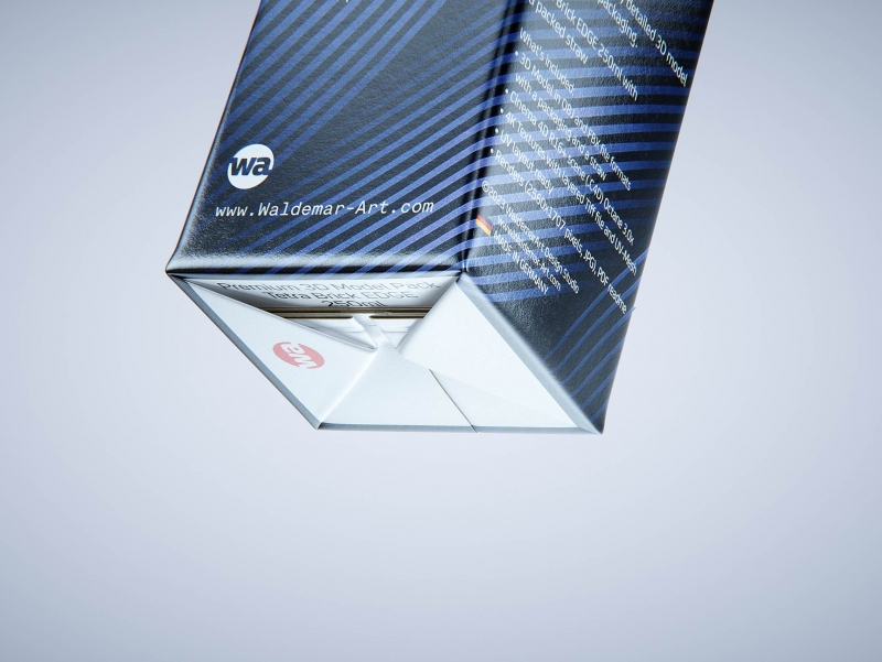 Premium 3D Model of 3x250ml Tetra Brik Edge Cartons in Shrink Film Wrap