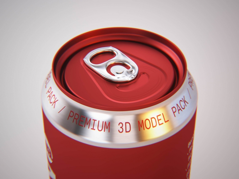 Premium packaging 3D Model of 4x500ml Standard Beer/Soda Cans in Smooth Shrink Film Wrap