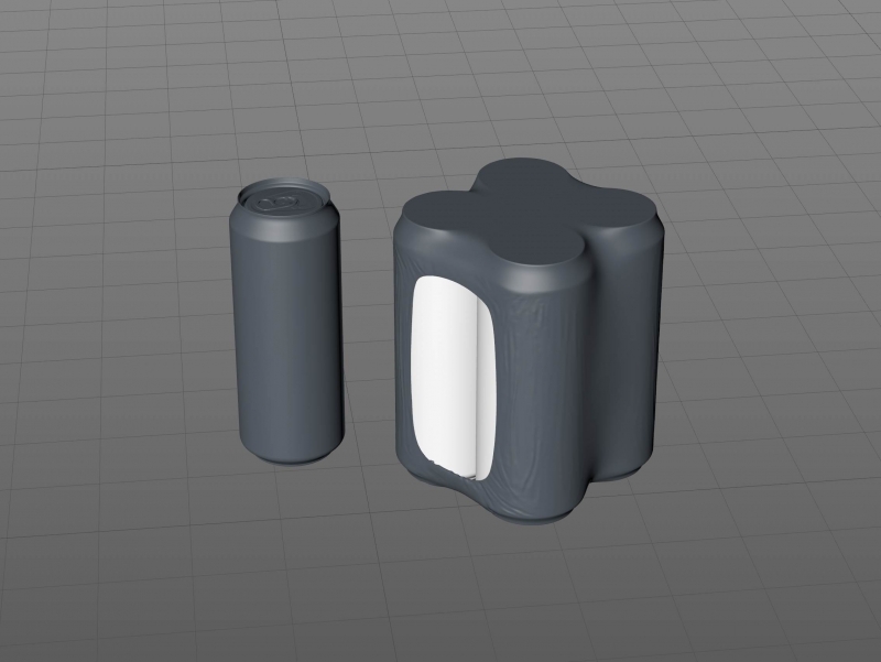 Premium packaging 3D Model of 4x500ml Standard Beer/Soda Cans in Shrink Film Wrap