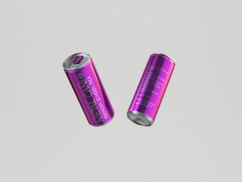 Premium Packaging 3D Model of 4x250ml Slim Soda Cans in Shrink Film Wrap