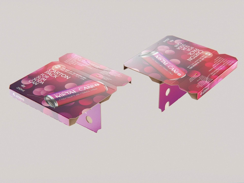 4x250ml Slim Soda Can Carton Pack 3D model