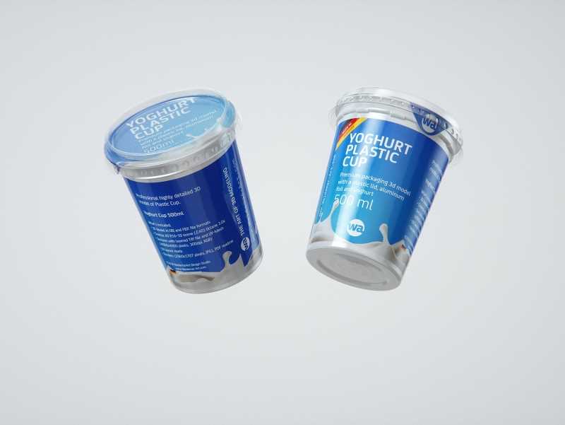 Yoghurt Plastic Cup 500ml Professional packaging 3D model