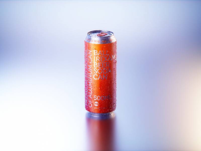 BALL (REXAM) Metal Standard Beer/Soda Can 500ml packaging 3D model with water condensation and frost