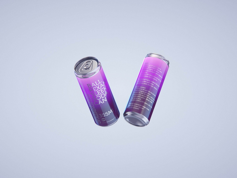Premium packaging 3D Model of 6x350ml/355ml Sleek Soda Cans in Shrink Film Wrap