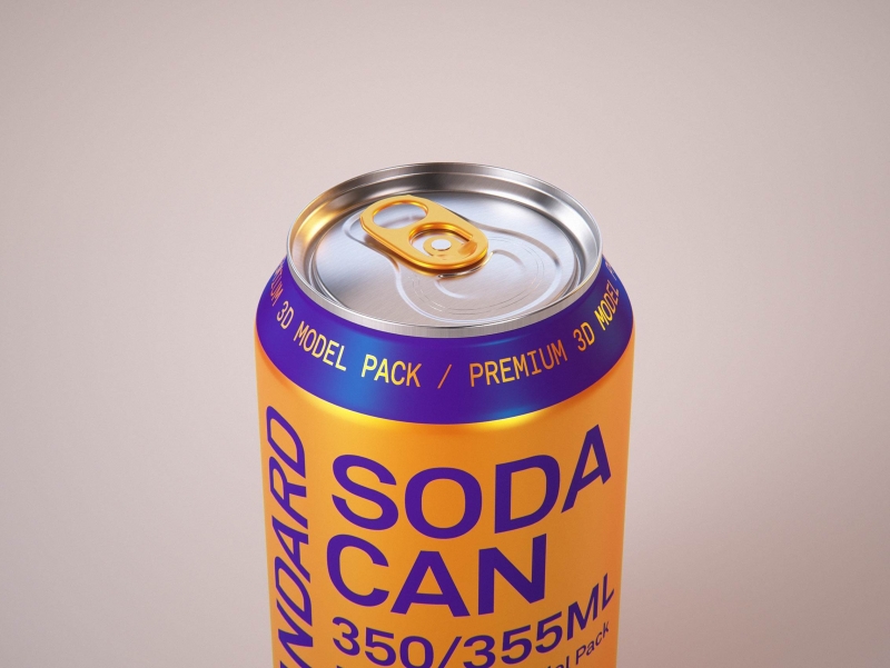 Premium packaging 3D Model of 6x350ml/355ml Standard Beer/Soda Cans in Smooth Shrink Film Wrap