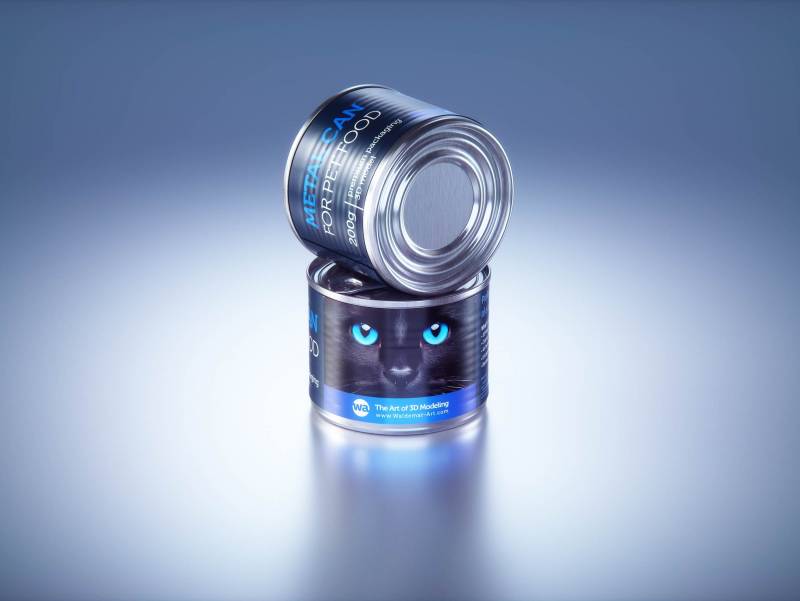 Premium 3D model of cardboard multi-pack packaging for 6x200g metal cans of pet food