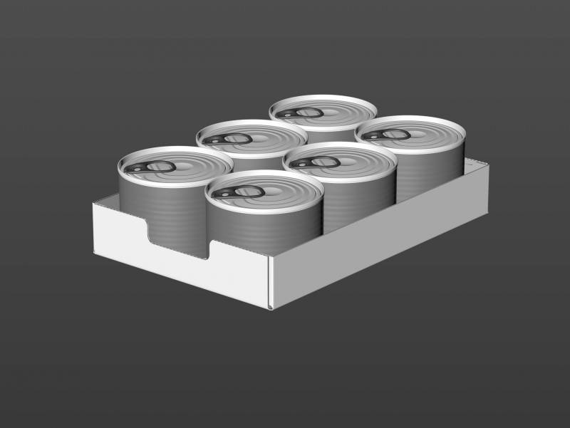 Premium 3D model of cardboard multi-pack packaging for 6x200g metal cans of pet food