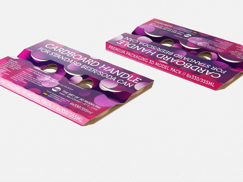 Premium Packaging 3D Model of cardboard holder for 6x330/355ml Standard Soda/Beer Can