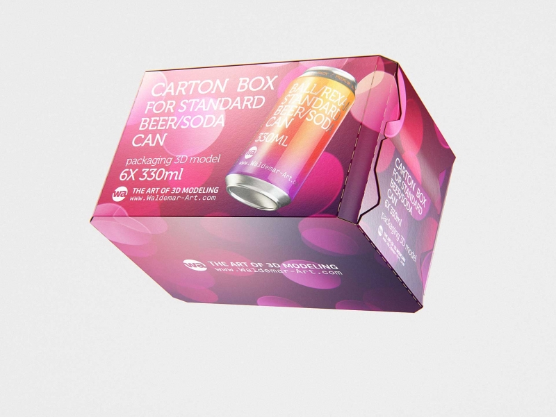 Premium Packaging 3D Model of carton box for 6x330ml Standard Beer/Soda Can  