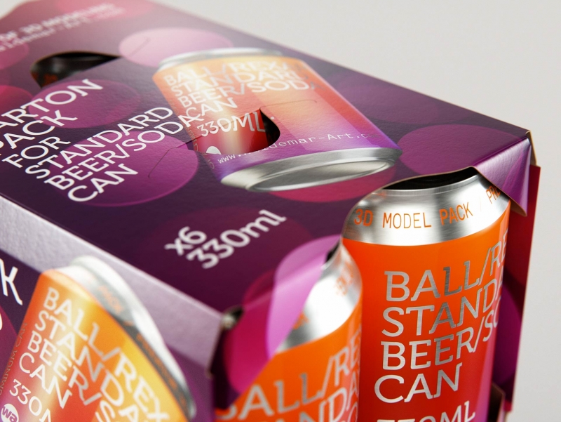 Premium Packaging 3D Model of carton package for 6x330ml Standard Beer/Soda Can
