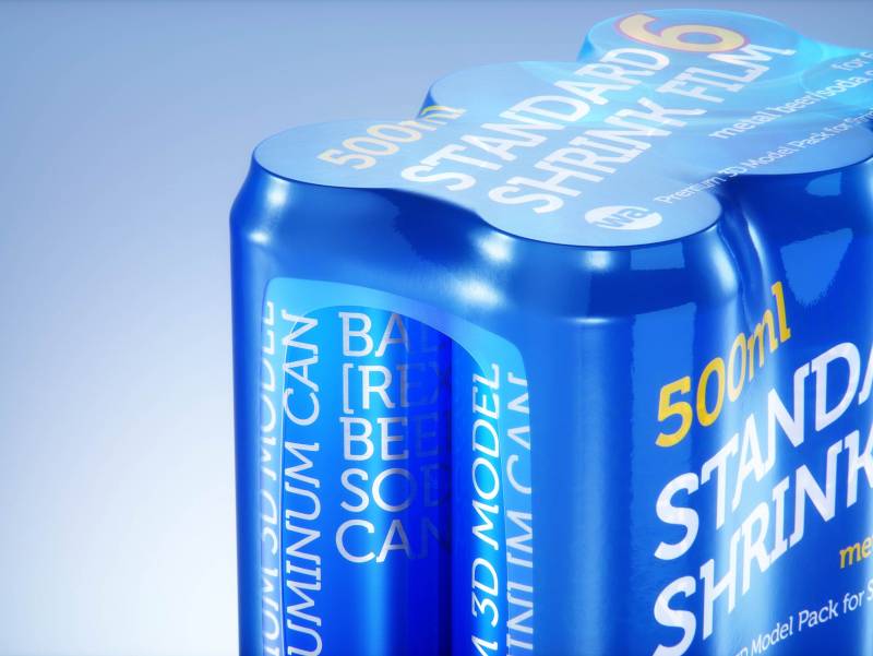 Shrink Film Multi-Pack Packaging for 6x500ml Standard Beer Cans Premium 3D model