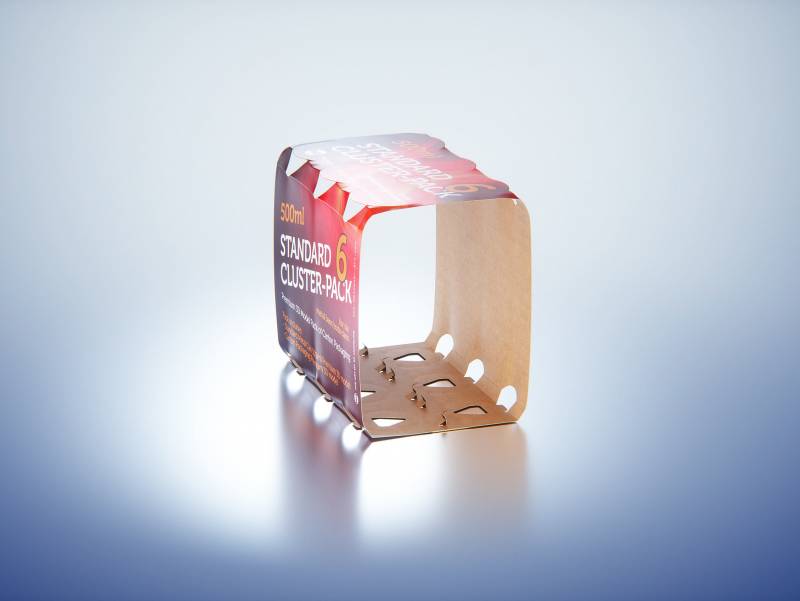 Premium Packaging 3D Model of Carton Cluster-Pack  for 6x500ml Standard Soda/Beer Can