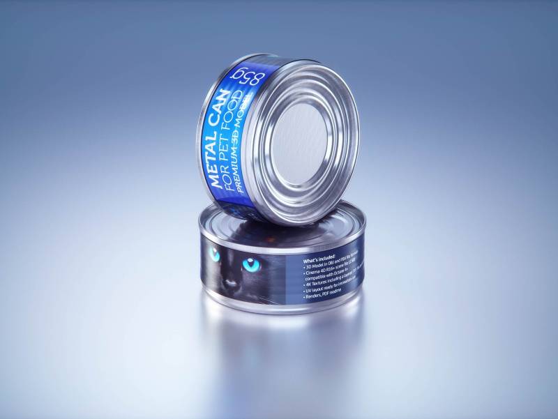 Premium 3D model of cardboard multi-pack packaging for 6x85g metal cans of pet food