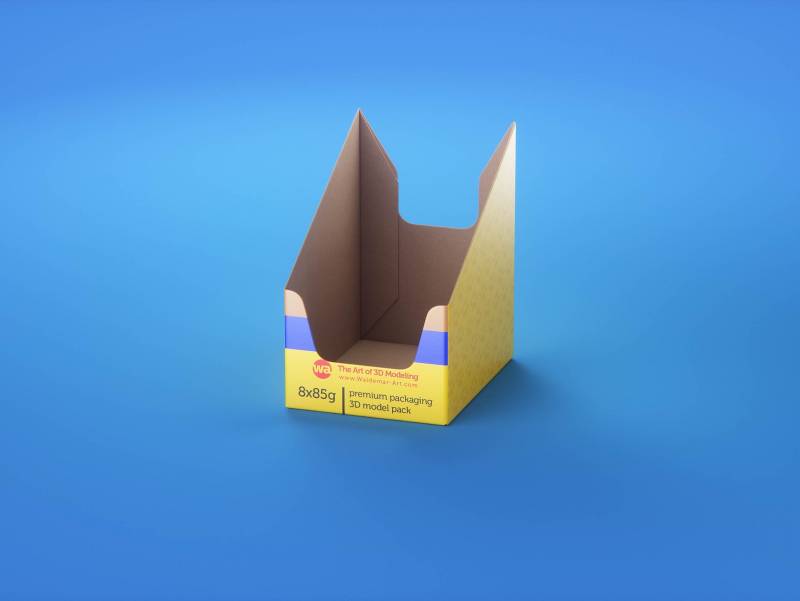 Premium 3D model of carton multi-pack packaging for 8x85g plastic pouches of pet food