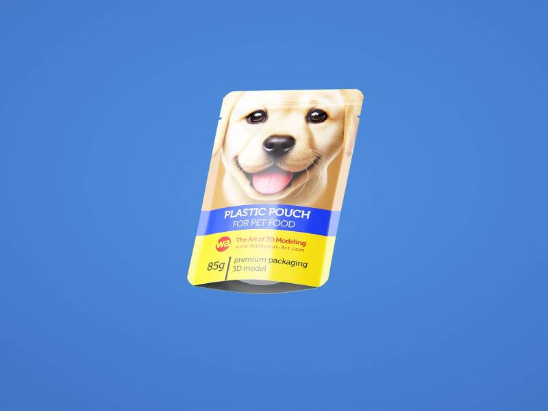 Premium 3D model of carton multi-pack packaging for 8x85g plastic pouches of pet food
