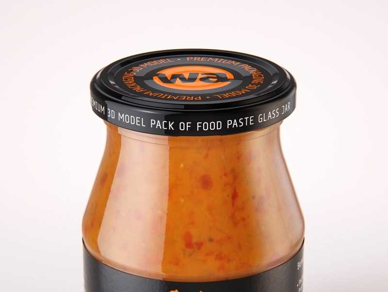 Ajvar Glass Jar 340ml packaging 3D model
