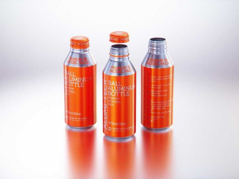 Alumi-tek (Alumitek) Aluminum Bottle packaging 3d model 16oz-473ml