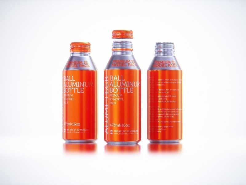 Alumi-tek (Alumitek) Aluminum Bottle packaging 3d model 16oz-473ml