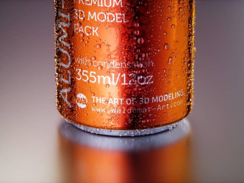 Premium Packaging 3D model of Alumi-tek Aluminum Bottle 355ml (12oz) with water droplets and a frost